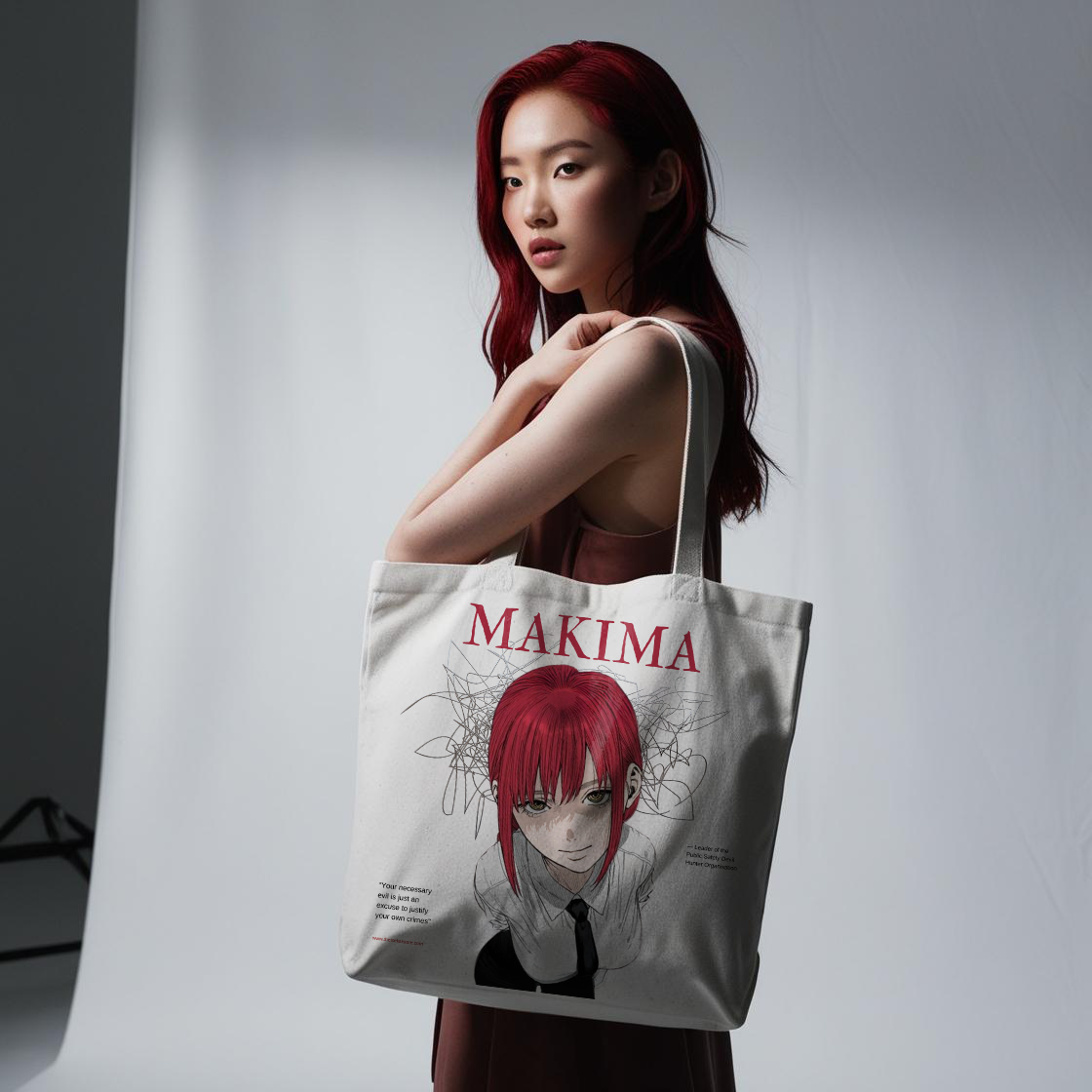 Makima - Printed Zipper Tote Bag
