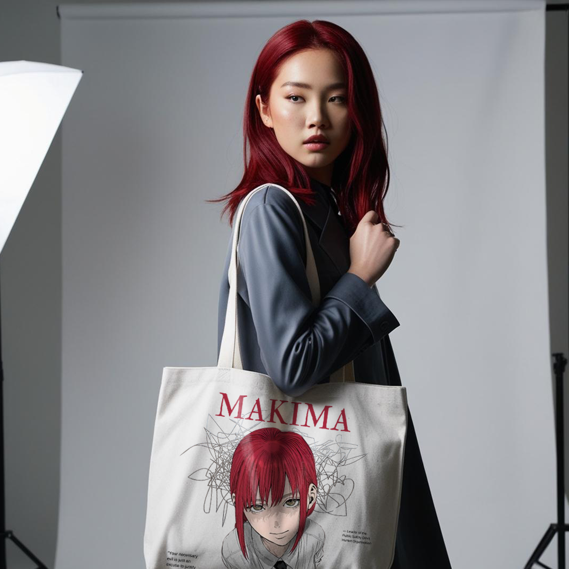 Makima - Printed Zipper Tote Bag