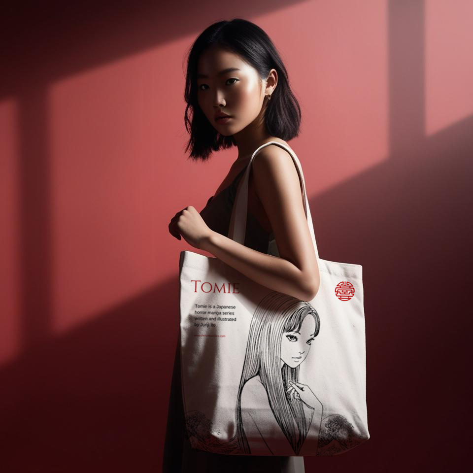 Tomie - Printed Zipper Tote Bag