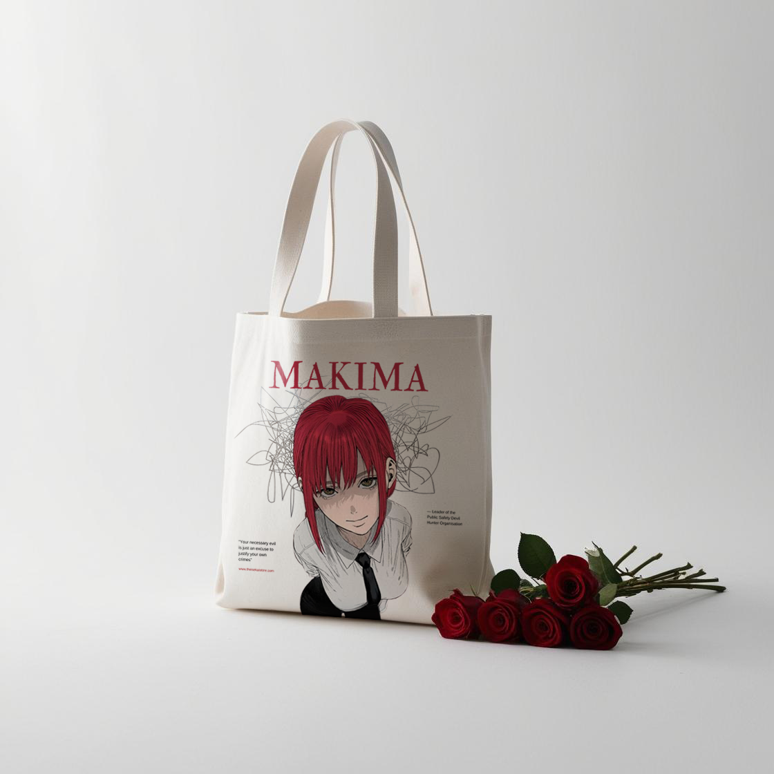 Makima - Printed Zipper Tote Bag